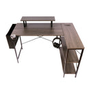 Escritorio En L Kabboa Para Computador Con Estante, Bolsa Y Multitoma