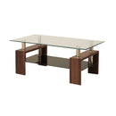 Mesa De Centro Moderna De Dos Niveles Con Tapa De Vidrio Templado