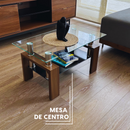 Mesa De Centro Moderna De Dos Niveles Con Tapa De Vidrio Templado
