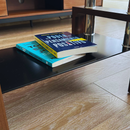 Mesa De Centro Moderna De Dos Niveles Con Tapa De Vidrio Templado