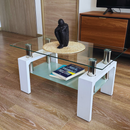 Mesa De Centro Moderna De Dos Niveles Con Tapa De Vidrio Templado