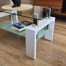 Mesa De Centro Moderna De Dos Niveles Con Tapa De Vidrio Templado