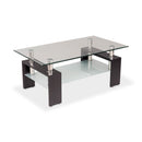 Mesa De Centro Moderna De Dos Niveles Con Tapa De Vidrio Templado