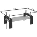 Mesa De Centro Moderna De Dos Niveles Con Tapa De Vidrio Templado