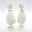 Porcelana De Pareja De Mujeres Con Flores En Piedra Molida