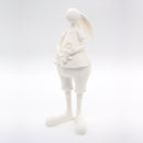 Figura En Piedra Molida De Pareja De Conejos Con Flores