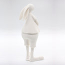 Figura En Piedra Molida De Pareja De Conejos Con Flores