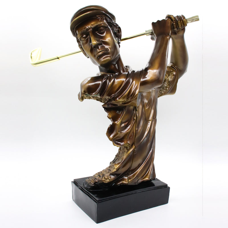 Figura Decorativa Medio Cuerpo Golfista Con Palo De Golf