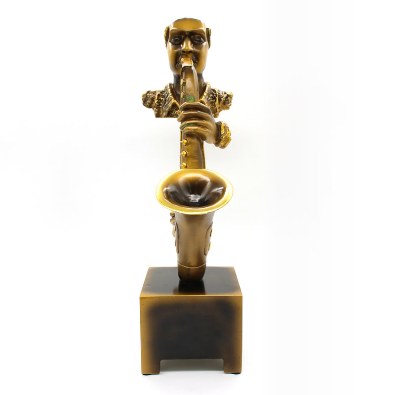 Estatua De Saxofonista Hombre Tocando Saxofón