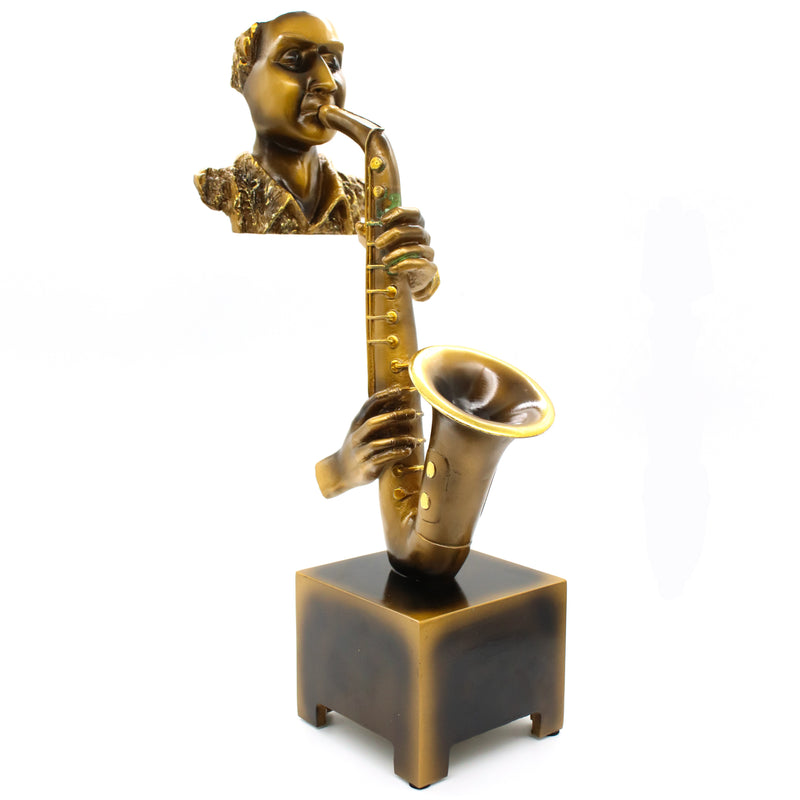 Estatua De Saxofonista Hombre Tocando Saxofón