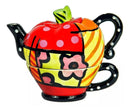 Cafetera Estilo Tomate 3 Piezas Colores Tipo Brito En Cerámica