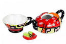 Cafetera Estilo Tomate 3 Piezas Colores Tipo Brito En Cerámica