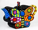 Cafetera Estilo Mariposa Colores Diseño Tipo Brito En Cerámica
