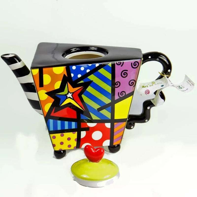 Cafetera Estilo Cuadrada Colores Diseño Tipo Brito En Ceramica