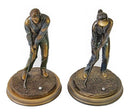 Pareja Golfistas Color Bronce Figura Decorativa Envió Gratis